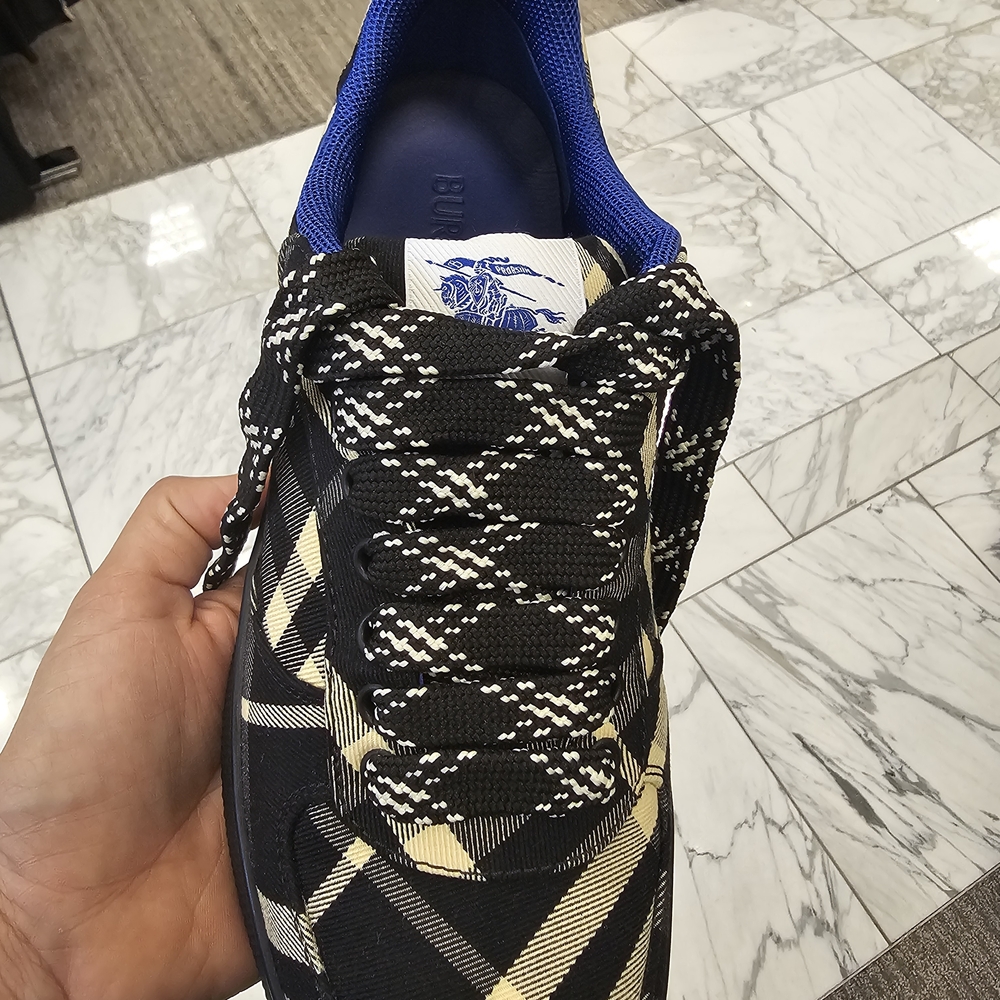 Burberry Black and Cream Checkered Sneakers - Picture 2 of 4